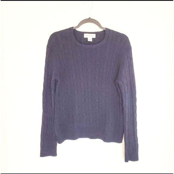 Brooks Brothers Womens Sweater Navy Blue L Cable Knit Long Sleeve - Picture 1 of 7
